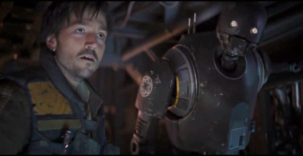 Cassian: "We're the 'Man of Steel' of the SW Saga!" K-2SO: "I wouldn't say that outloud, if I were you."